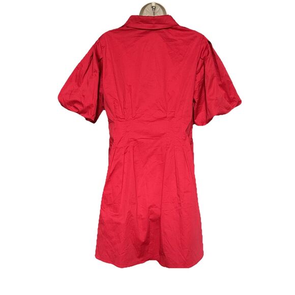 NWT Tuckernuck  Delaney Size L Red Mini Dress Puff Sleeve A-line Pockets Stretch - Picture 5 of 14